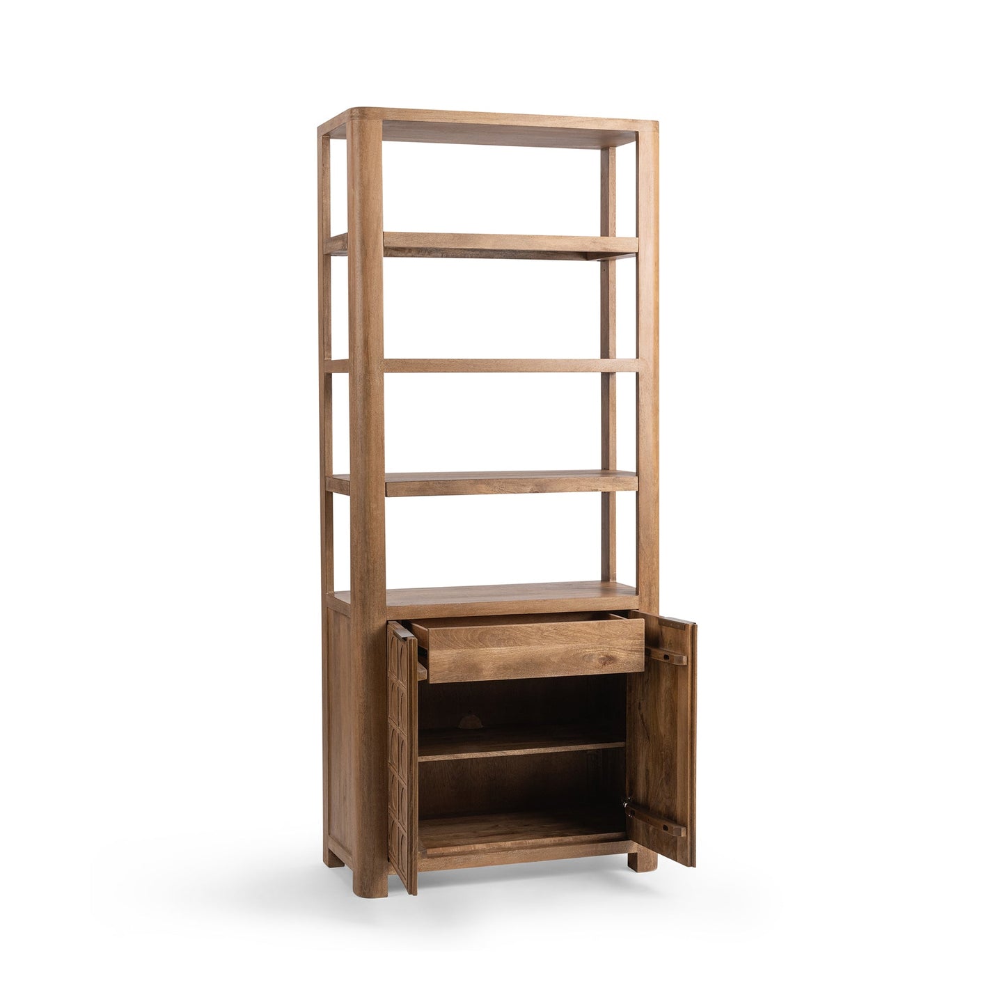 Sandy Taupe Mango Wood Bookcase Cleveland Bookcase Collection