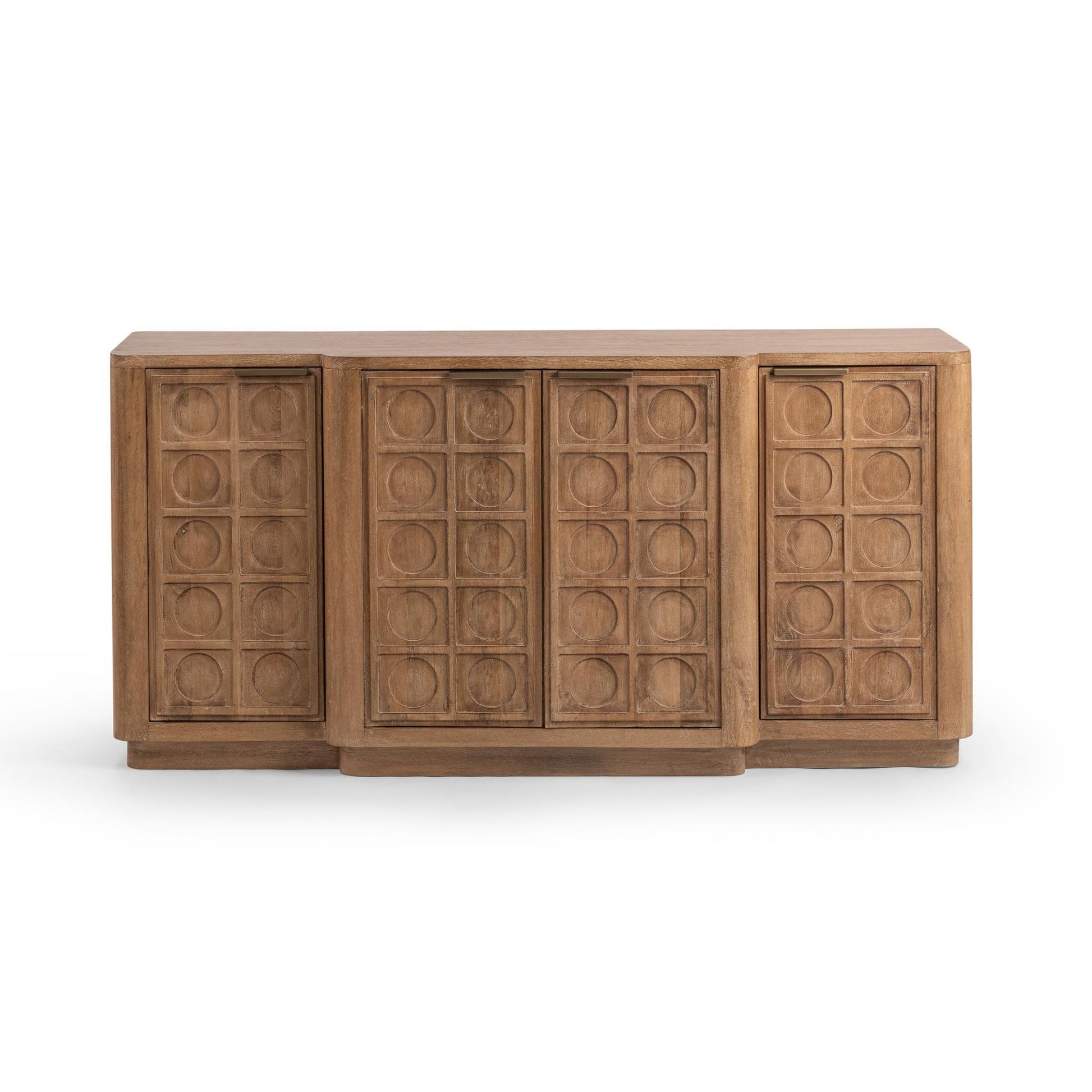 Sandy Taupe Mango Wood Buffets & Cabinet Cleveland Four-Door Cabinet Collection