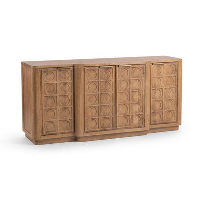 Sandy Taupe Mango Wood Buffets & Cabinet Cleveland Four-Door Cabinet Collection