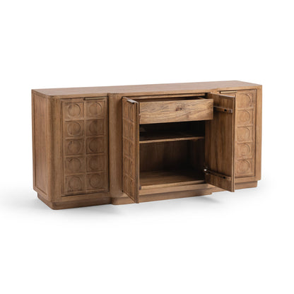 Sandy Taupe Mango Wood Buffets & Cabinet Cleveland Four-Door Cabinet Collection