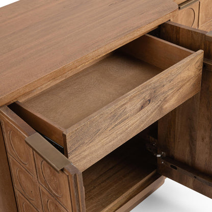 Sandy Taupe Mango Wood Buffets & Cabinet Cleveland Four-Door Cabinet Collection