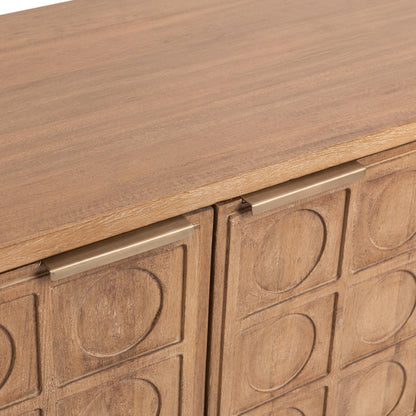 Sandy Taupe Mango Wood Buffets & Cabinet Cleveland Four-Door Cabinet Collection