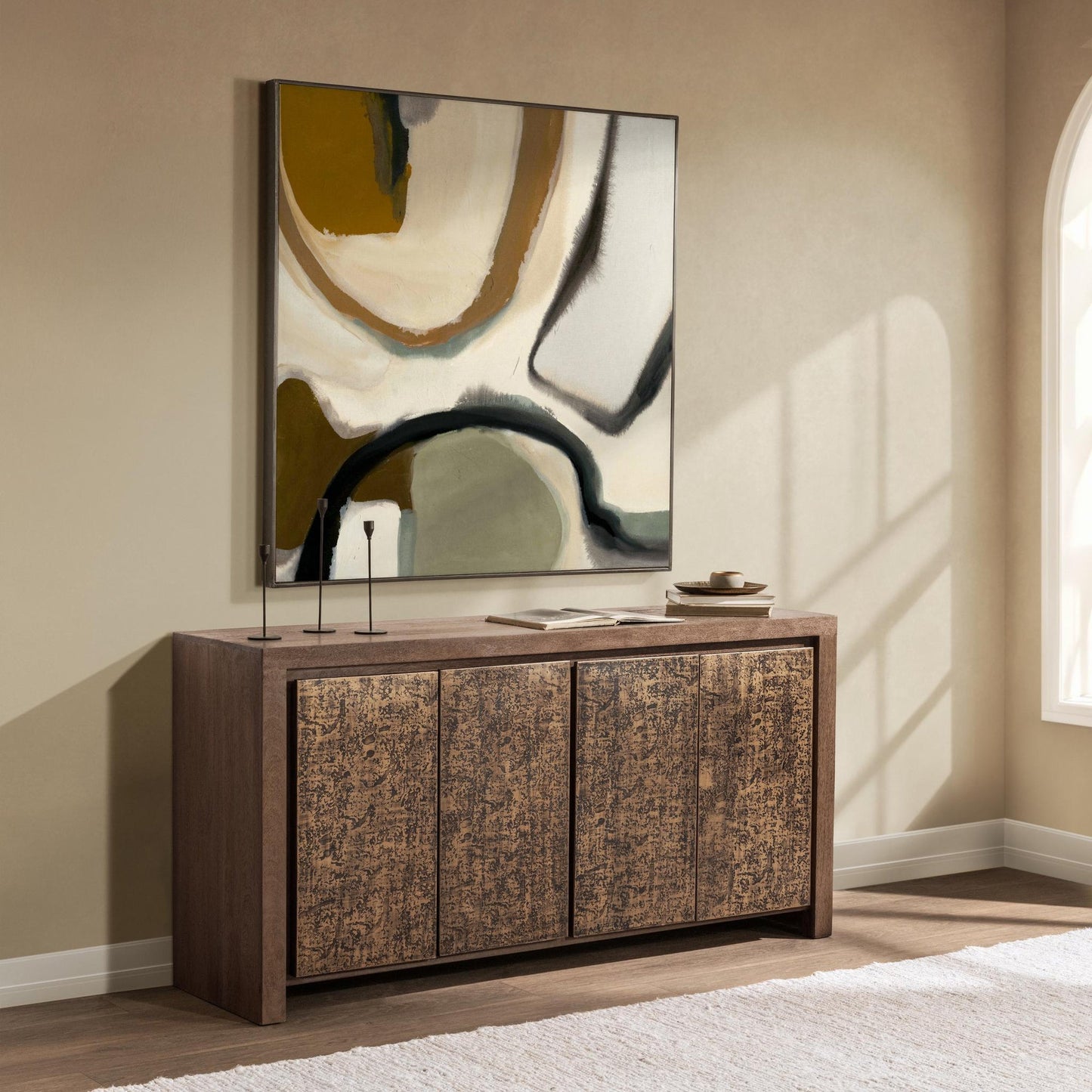 Toasted Chestnut Mango Wood Buffets & Cabinet Glendale Four-Door Buffet Collection