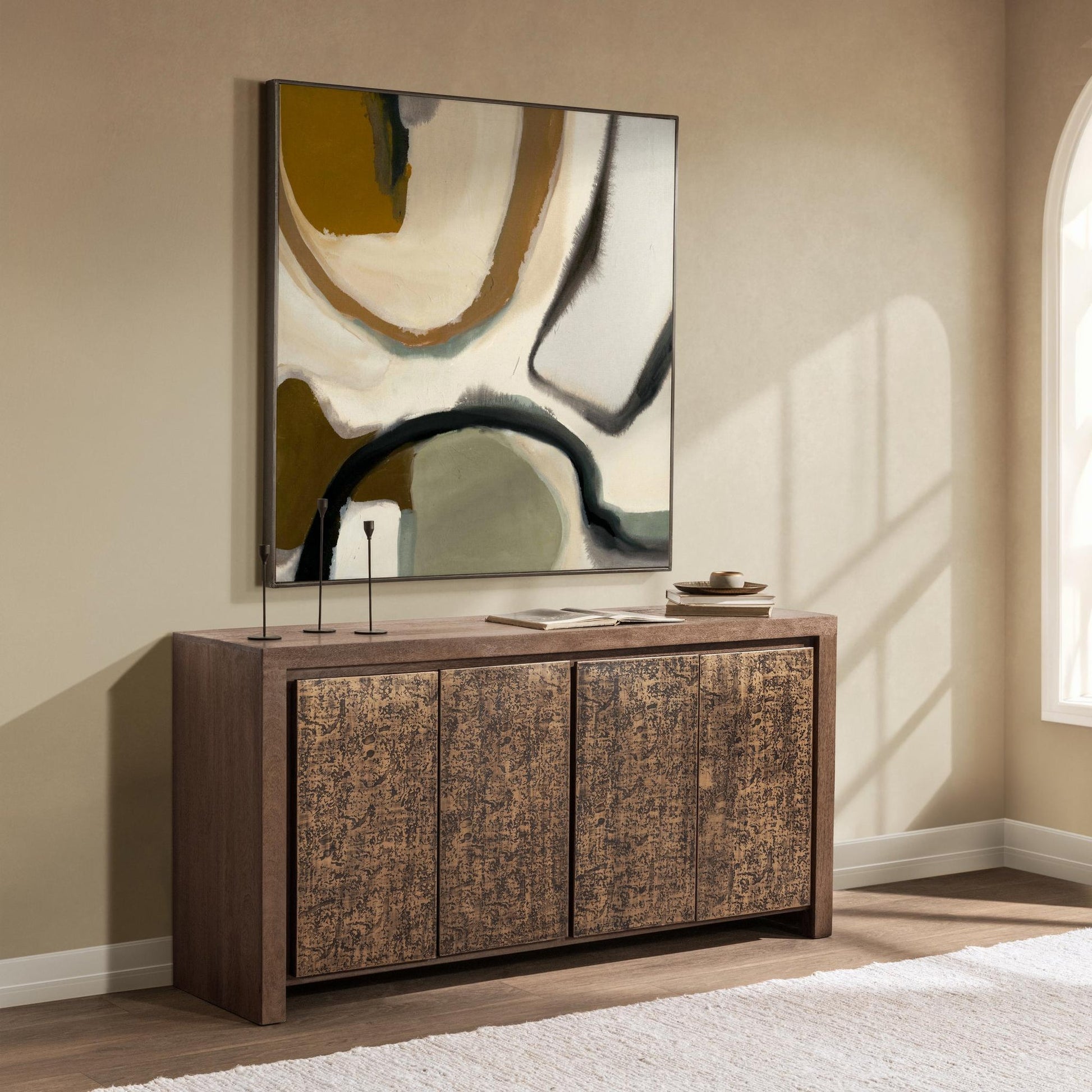 Toasted Chestnut Mango Wood Buffets & Cabinet Glendale Four-Door Buffet Collection