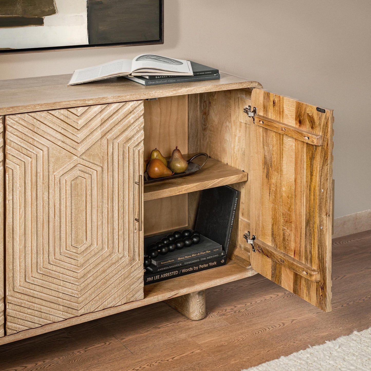 Dune Clay Mango Wood Buffets & Cabinet Holmes Four-Door Buffet Collection