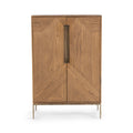 Refined Oak Veneer, Oak Wood, Iron Cabinet