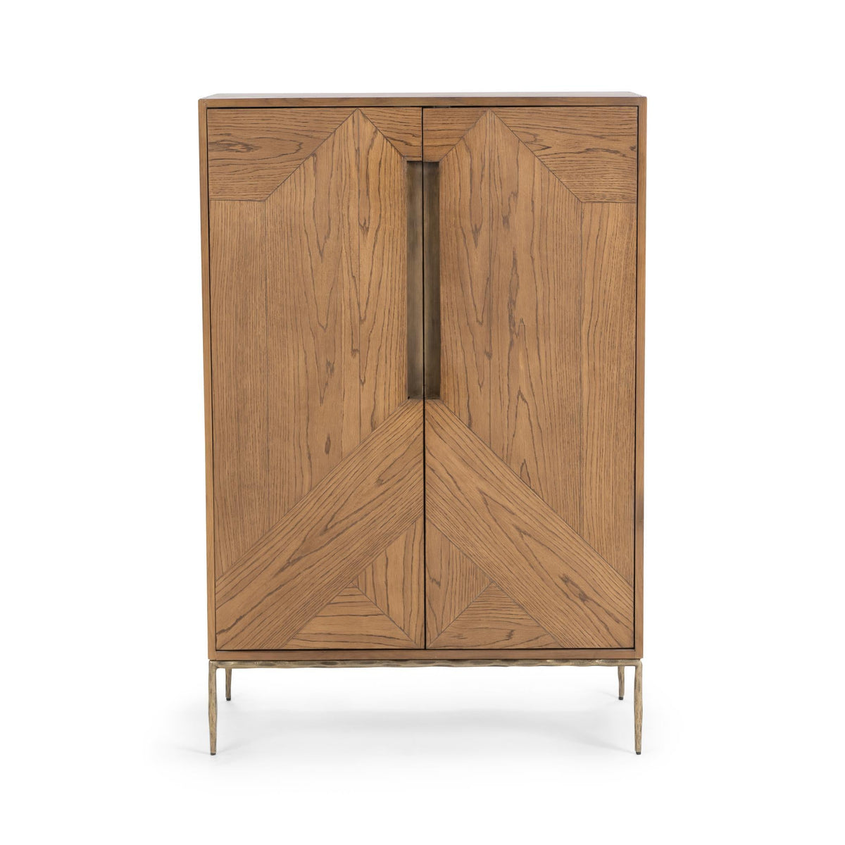 Refined Oak Veneer, Oak Wood, Iron Cabinet