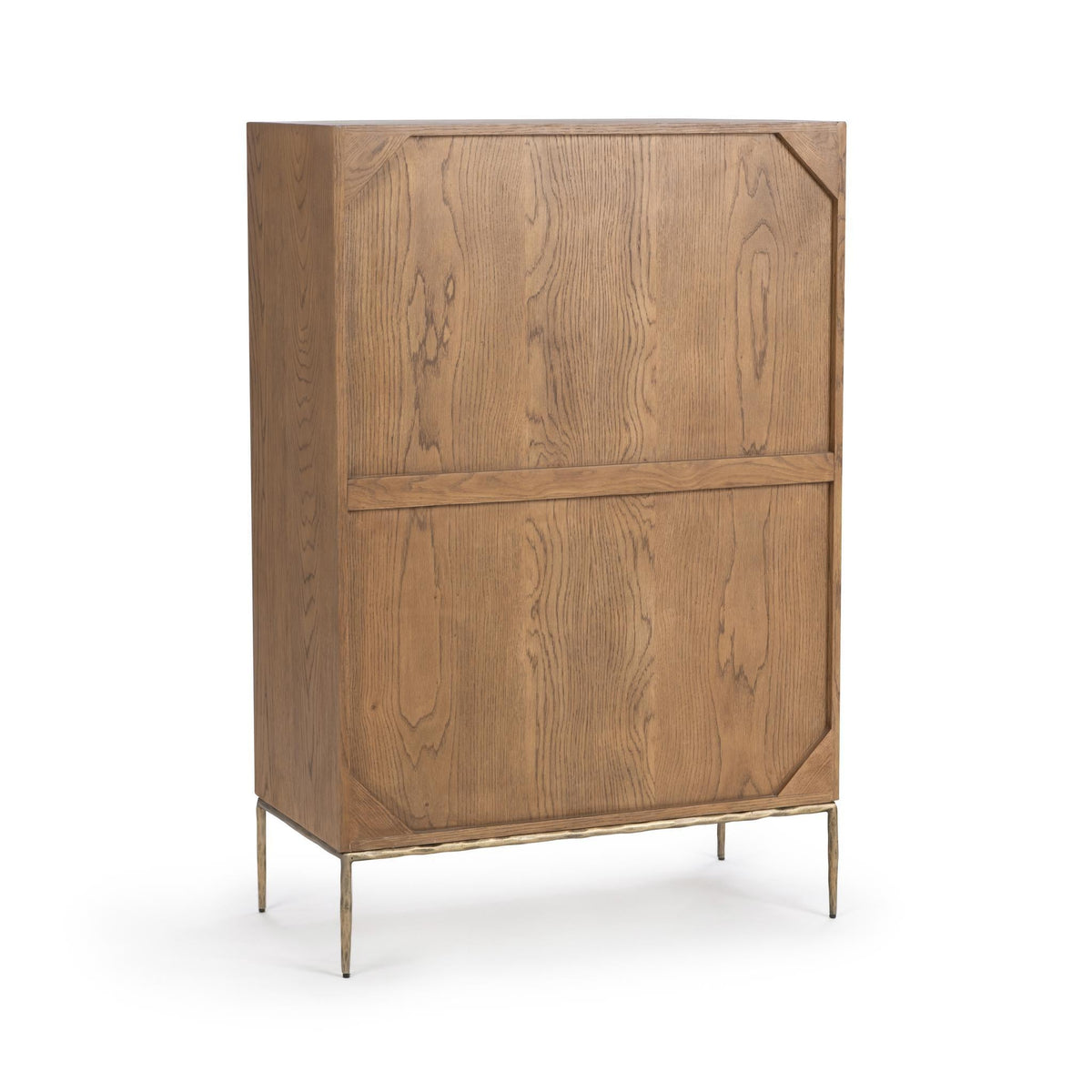 Refined Oak Veneer, Oak Wood, Iron Cabinet