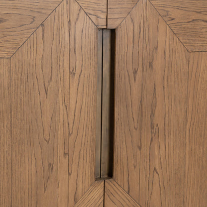 Refined Oak Veneer, Oak Wood, Iron Cabinet