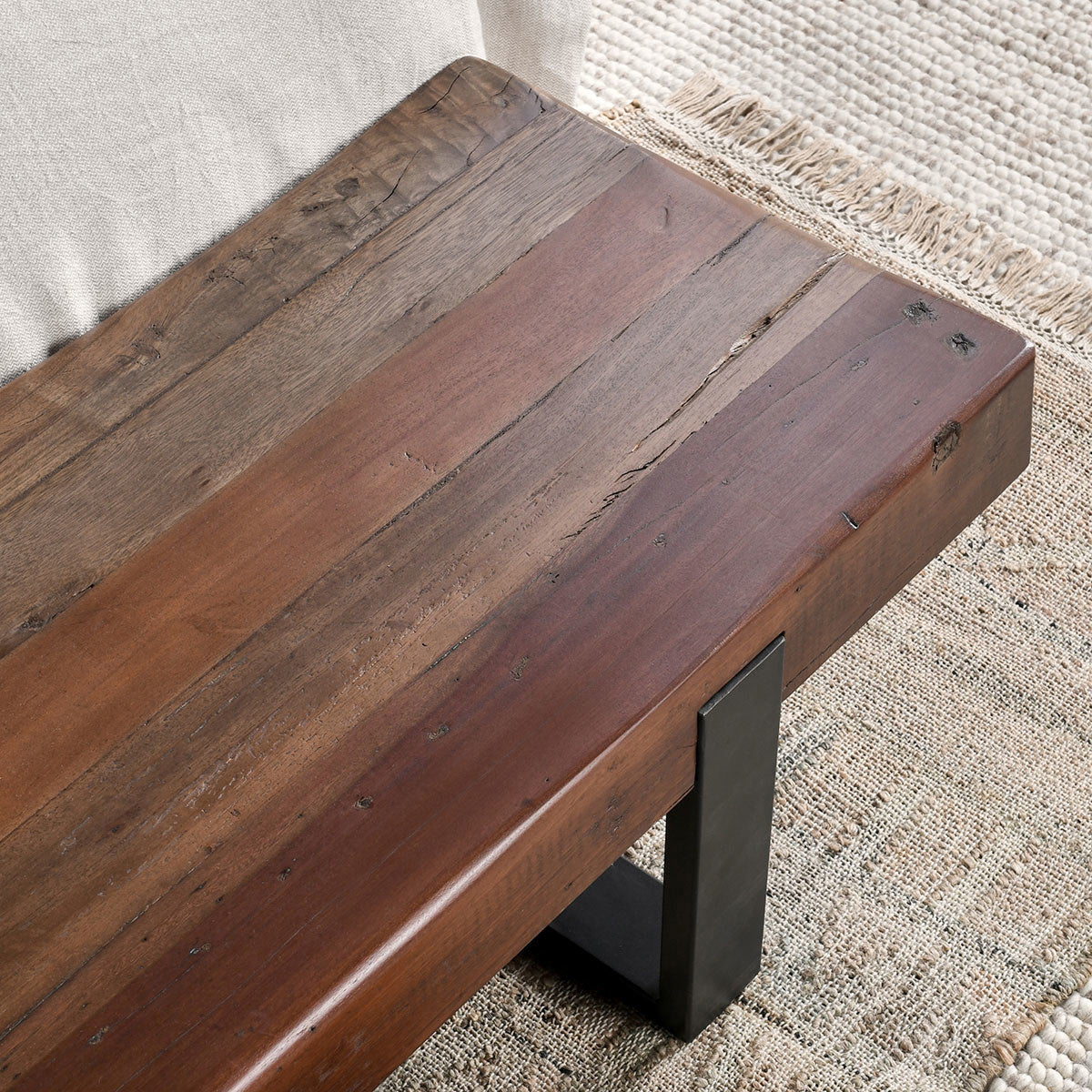 Rustic Brown Reclaimed Wood Accent Benche Duarte Accent Bench Collection