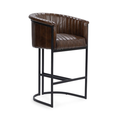 Rustic Brown Top Grain Leather Bar & Counter Stool Seville Leather Bar Stool Collection