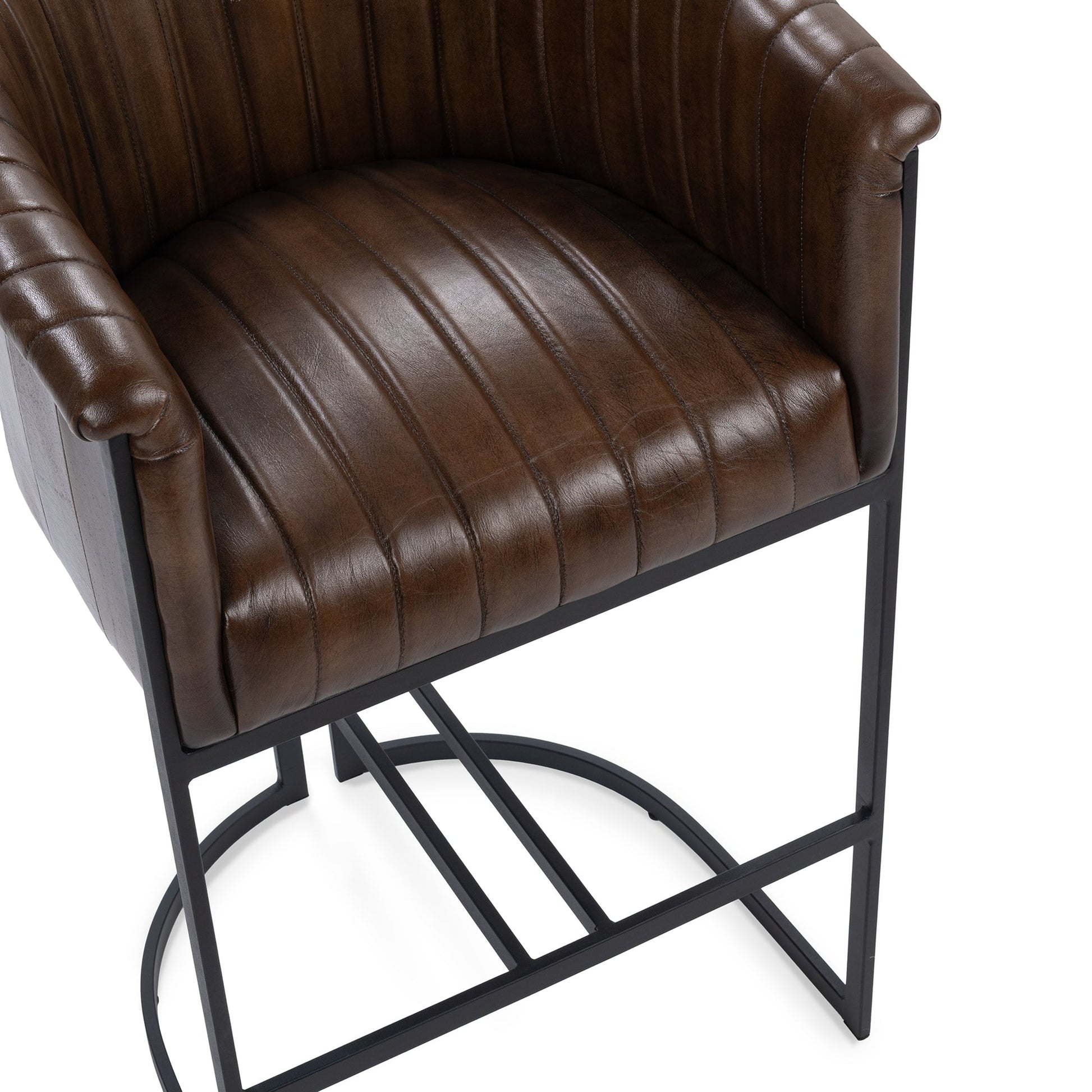 Rustic Brown Top Grain Leather Bar & Counter Stool Seville Leather Bar Stool Collection