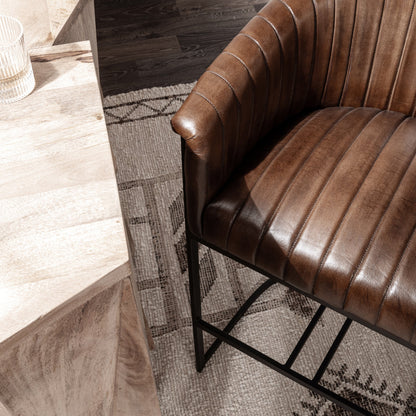 Rustic Brown Top Grain Leather Bar & Counter Stool Seville Leather Bar Stool Collection