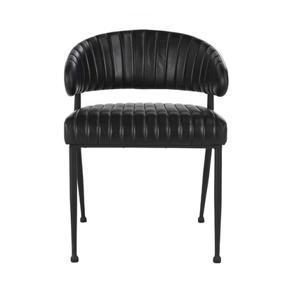 Jet Black Top Grain Leather Dining Chair Umbria Dining Chair Collection
