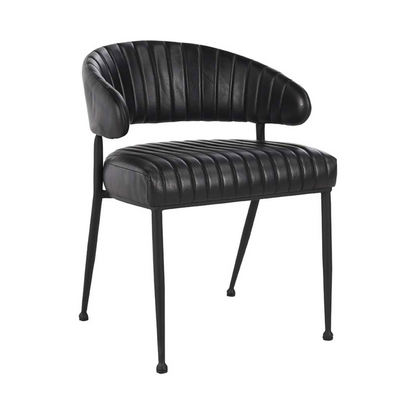 Jet Black Top Grain Leather Dining Chair Umbria Dining Chair Collection