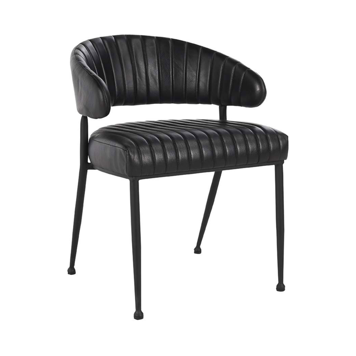 Jet Black Top Grain Leather Dining Chair Umbria Dining Chair Collection