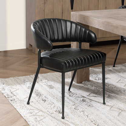 Jet Black Top Grain Leather Dining Chair Umbria Dining Chair Collection