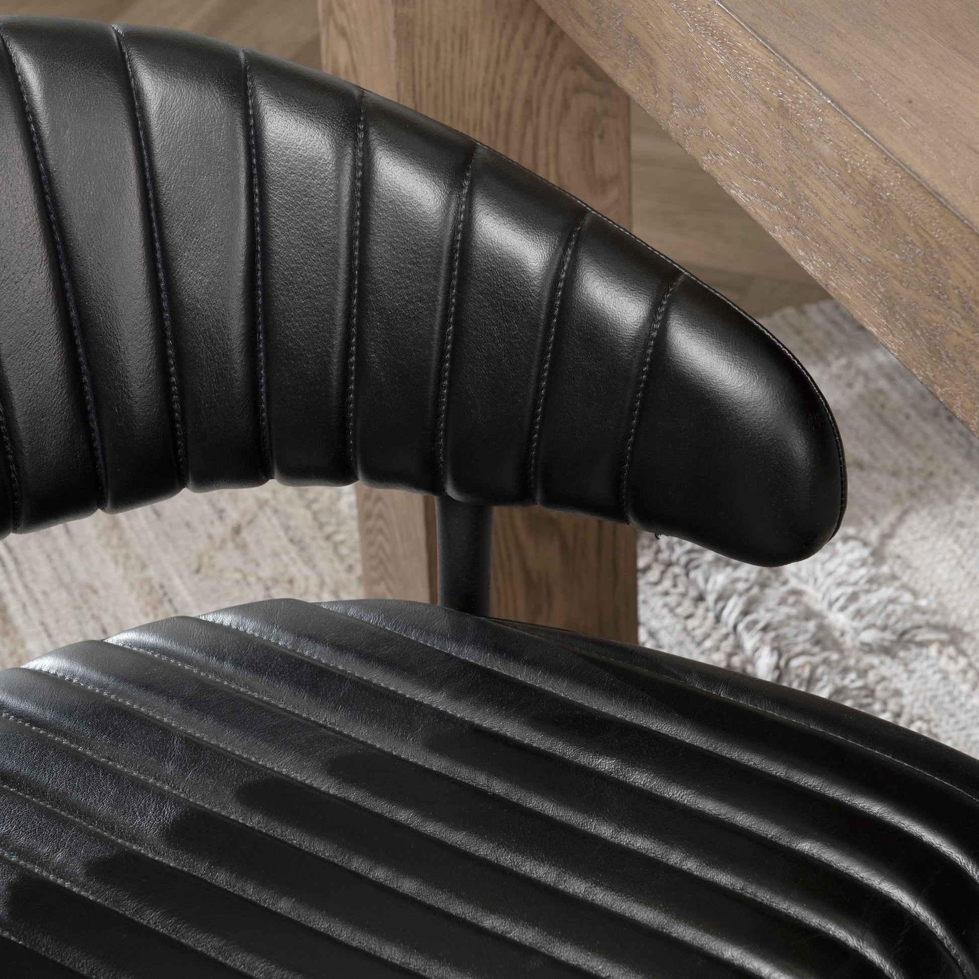 Jet Black Top Grain Leather Dining Chair Umbria Dining Chair Collection