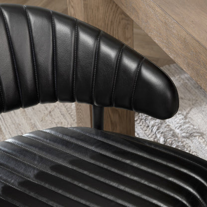 Jet Black Top Grain Leather Dining Chair Umbria Dining Chair Collection
