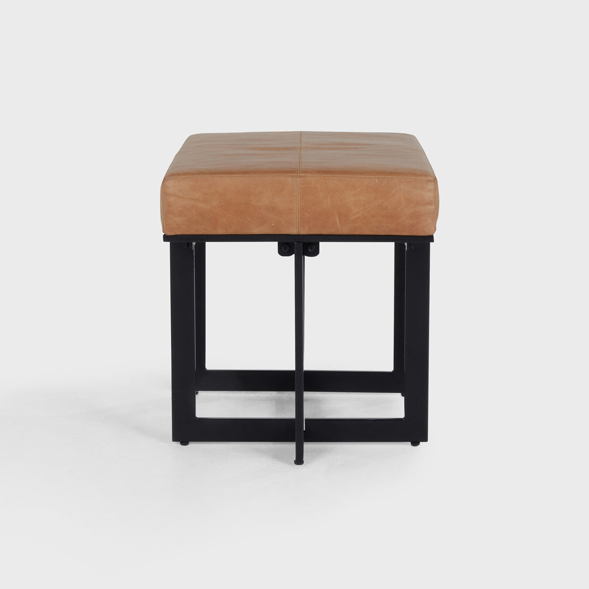 Sedona Brown Top Grain Leather Ottomans & Stool Calvin Stool Collection
