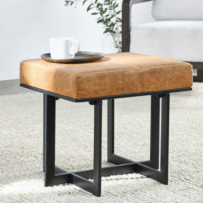 Sedona Brown Top Grain Leather Ottomans & Stool Calvin Stool Collection