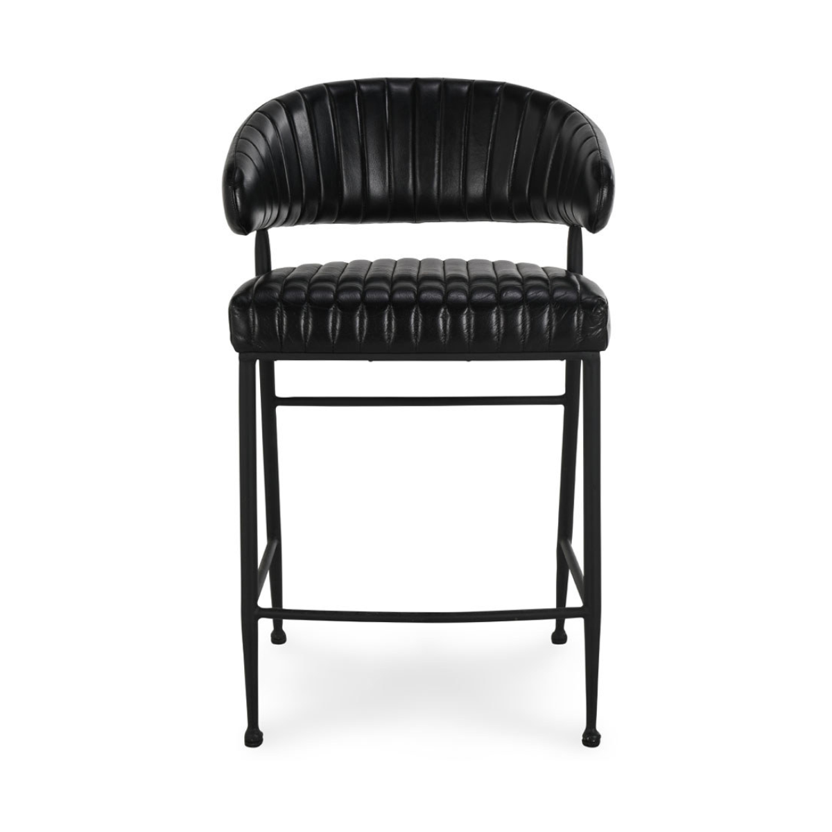 Jet Black Top Grain Leather Bar & Counter Stool Umbria Counter Stool Collection
