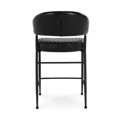Jet Black Top Grain Leather Bar & Counter Stool Umbria Counter Stool Collection