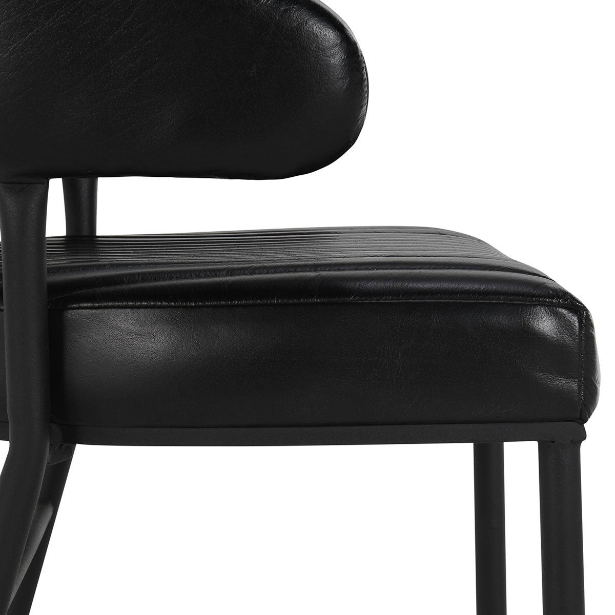 Jet Black Top Grain Leather Bar & Counter Stool Umbria Counter Stool Collection