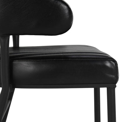 Jet Black Top Grain Leather Bar & Counter Stool Umbria Counter Stool Collection
