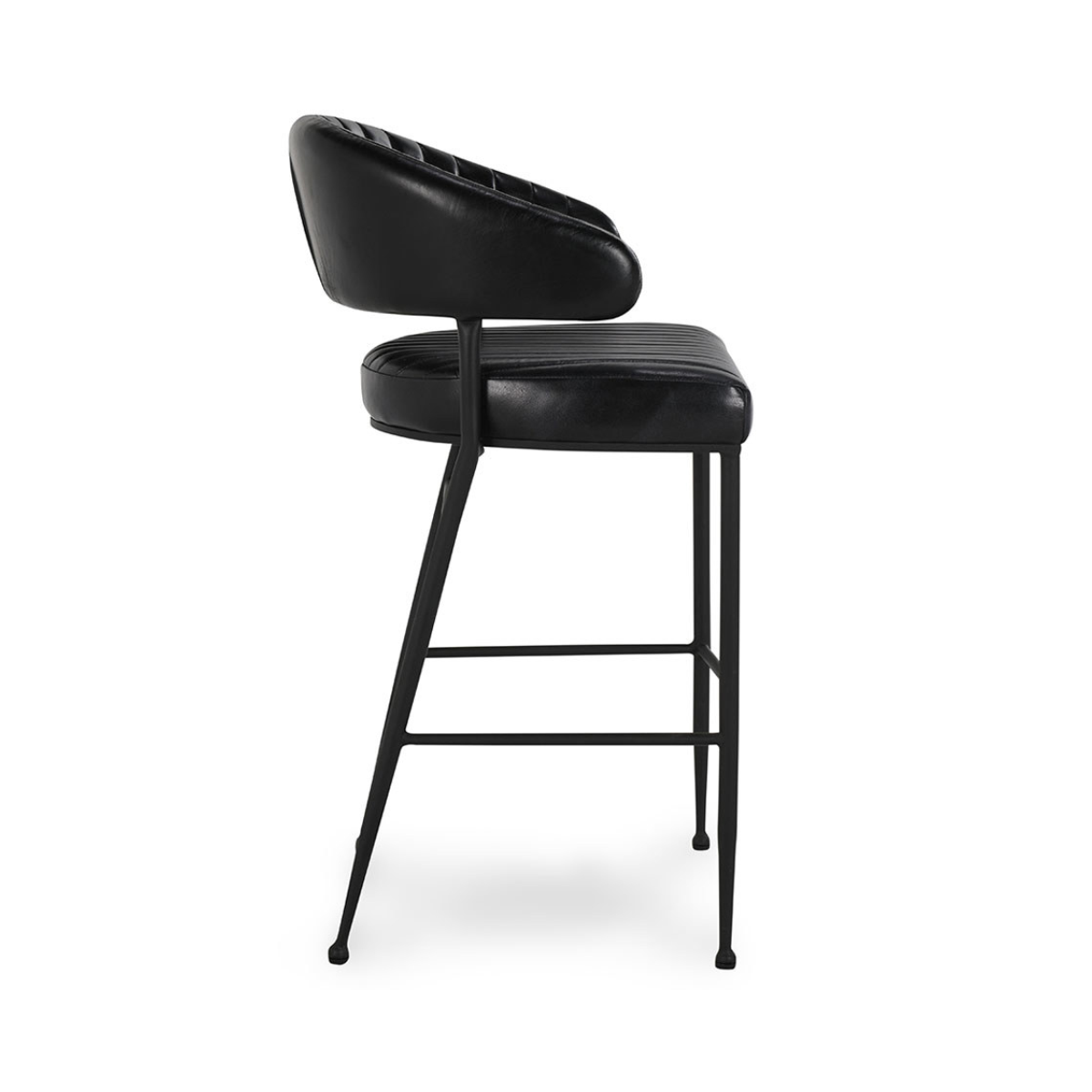 Jet Black Top Grain Leather Bar & Counter Stool Umbria Bar Stool Collection