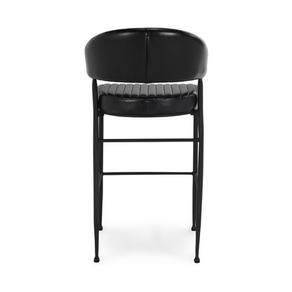 Jet Black Top Grain Leather Bar & Counter Stool Umbria Bar Stool Collection
