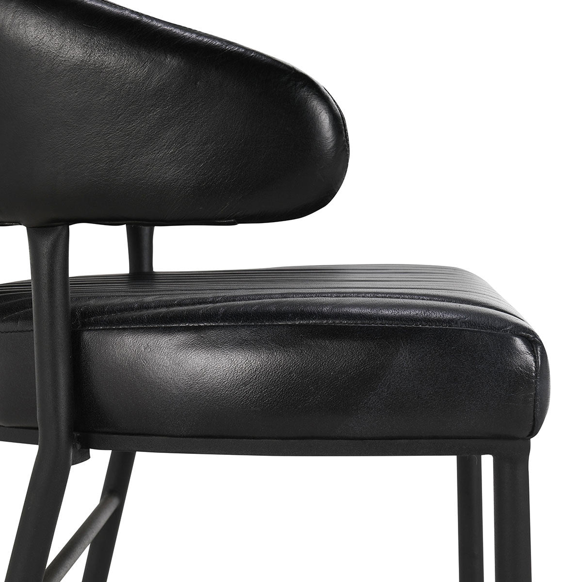 Jet Black Top Grain Leather Bar & Counter Stool Umbria Bar Stool Collection