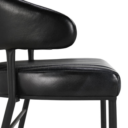 Jet Black Top Grain Leather Bar & Counter Stool Umbria Bar Stool Collection