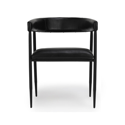 Jet Black Top Grain Leather Dining Chair Preston Dining Chair Collection