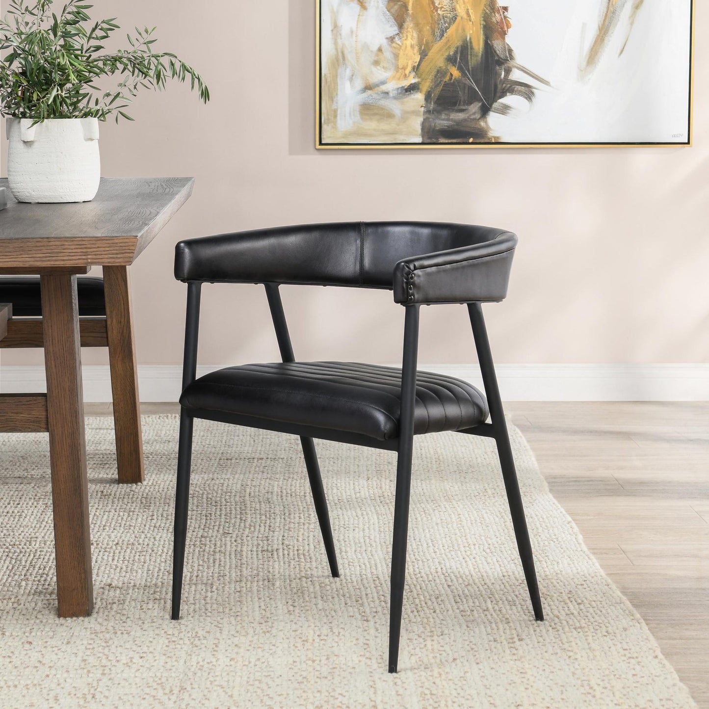 Jet Black Top Grain Leather Dining Chair Preston Dining Chair Collection