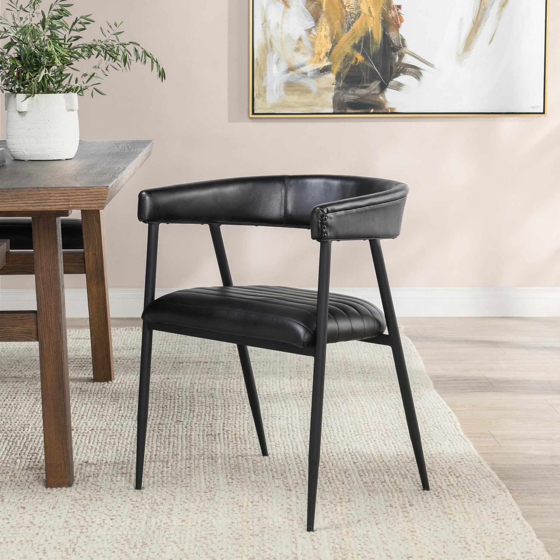Jet Black Top Grain Leather Dining Chair Preston Dining Chair Collection