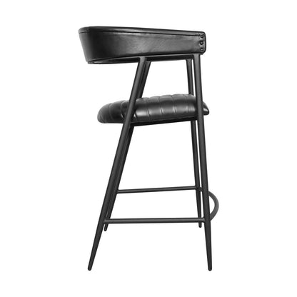 Jet Black Top Grain Leather Bar & Counter Stool Preston Counter Stool Collection