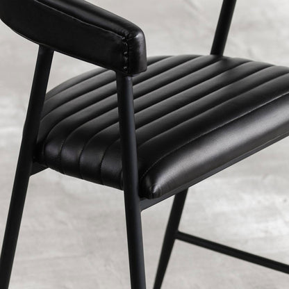 Jet Black Top Grain Leather Bar & Counter Stool Preston Counter Stool Collection