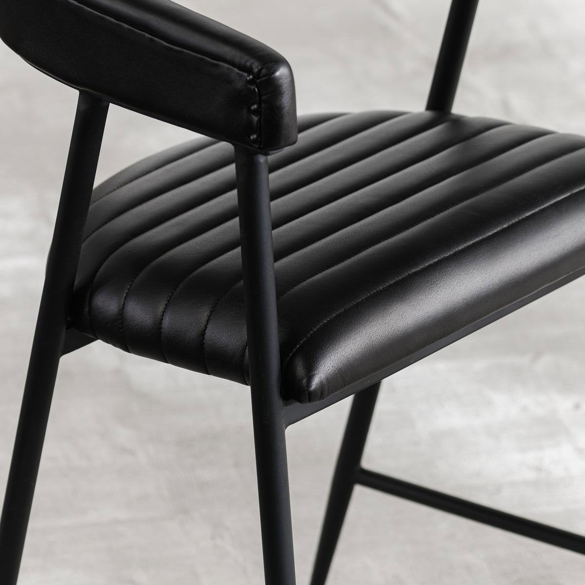 Jet Black Top Grain Leather Bar & Counter Stool Preston Counter Stool Collection