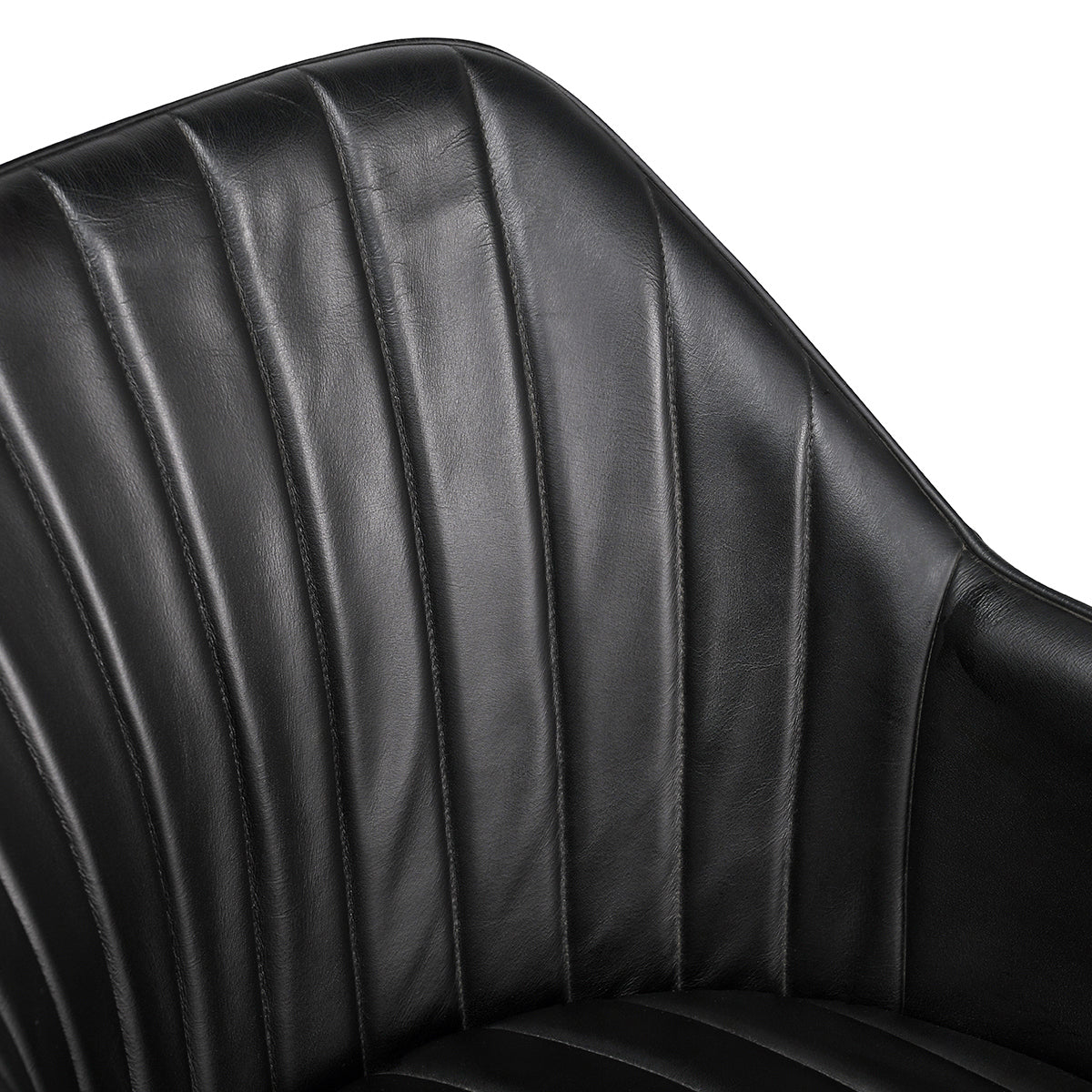 Jet Black Top Grain Leather Dining Chair Leon Dining Chair Collection