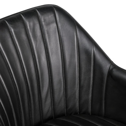 Jet Black Top Grain Leather Dining Chair Leon Dining Chair Collection