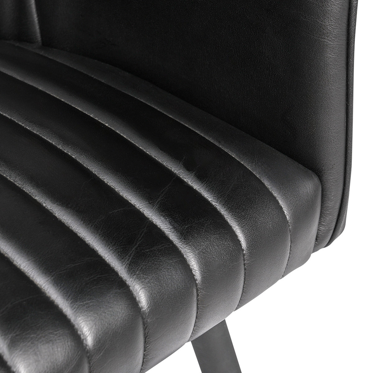 Jet Black Top Grain Leather Dining Chair Leon Dining Chair Collection