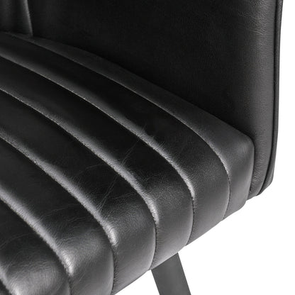 Jet Black Top Grain Leather Dining Chair Leon Dining Chair Collection