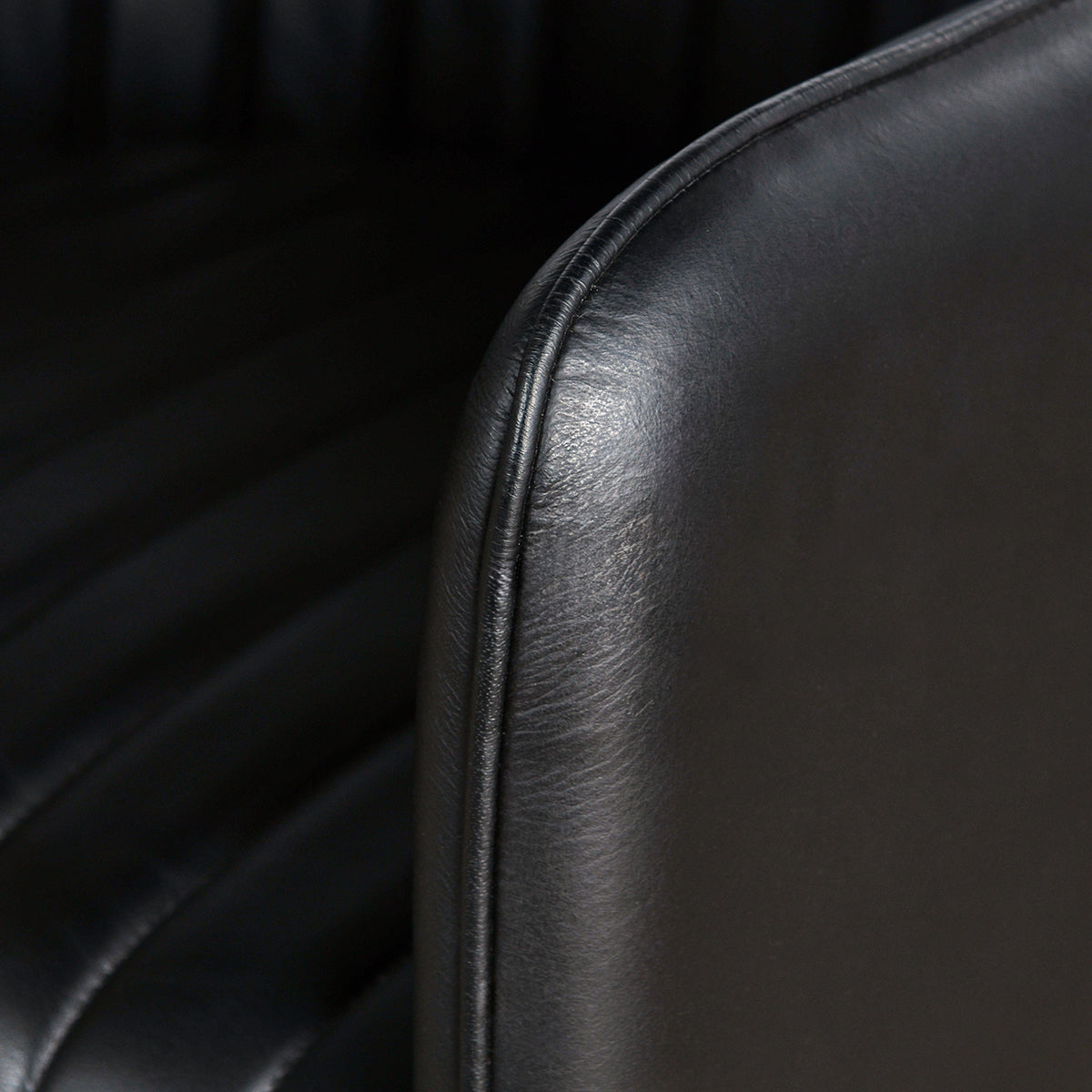 Jet Black Top Grain Leather Dining Chair Leon Dining Chair Collection