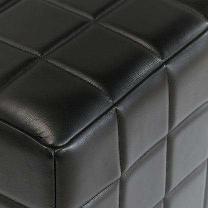 Jet Black Top Grain Leather Ottomans & Stool Carlo 18" Square Ottoman Collection