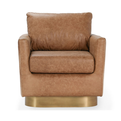 Sedona Brown Top Grain Leather Accent Chair Lathe Accent Chair Collection