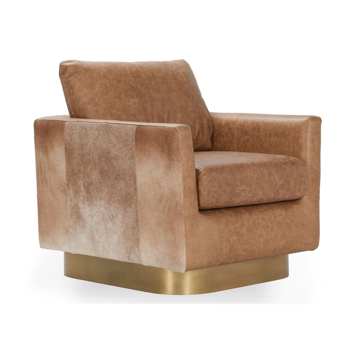 Sedona Brown Top Grain Leather Accent Chair Lathe Accent Chair Collection