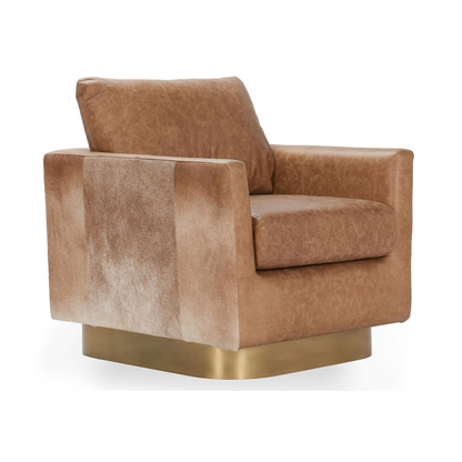 Sedona Brown Top Grain Leather Accent Chair Lathe Accent Chair Collection