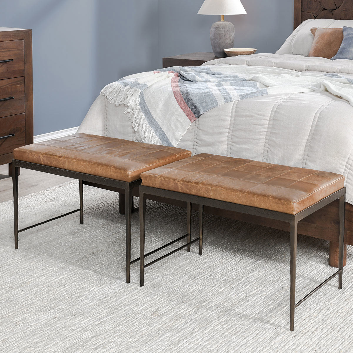 Sedona Brown Top Grain Leather Accent Benche Malo Accent Bench Collection