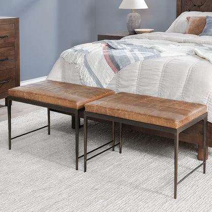 Sedona Brown Top Grain Leather Accent Benche Malo Accent Bench Collection